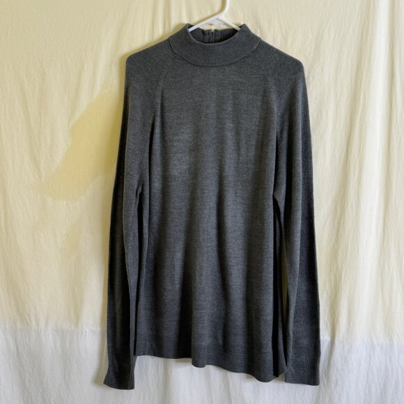 Drapers & Damons Back Zip Mock Neck Gray Sweater Women's Plus Size 1X Acrylic - Picture 1 of 6